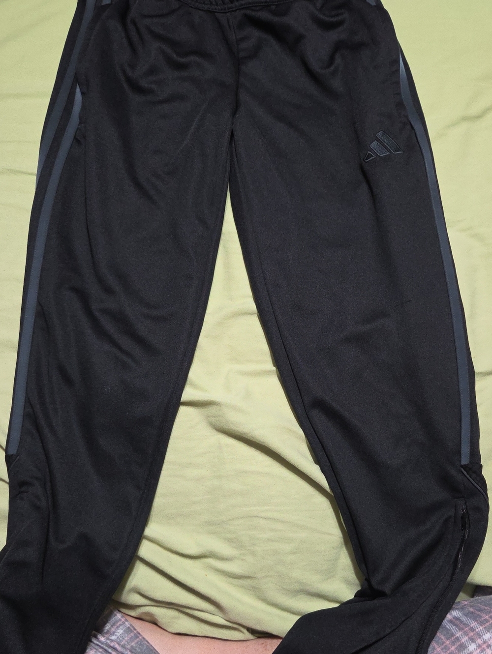 adidas Black Mens Joggers with Gray Side Stripes